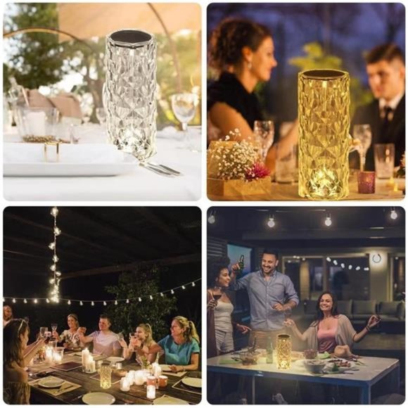 Crystal Lamp Color Changing Night Light Rose Table Lamps USB Touch - Picture 6 of 6